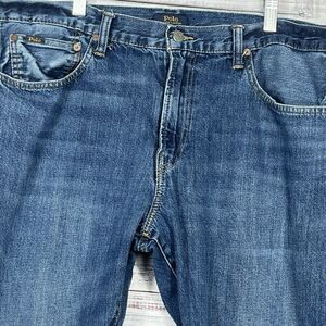 Polo Ralph Lauren Varick Slim Straight Medium Wash Blue Jeans Logo Mens Sz 36x32